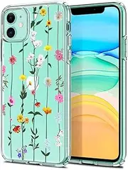 Emlivi iPhone 12 Mini Case, iPhone 12 Mini Mobile Phone Case Transparent with Flower Pattern Ultra Thin TPU Silicone Shockproof Scratch-Resistant Pattern Design Case Cover Mobile Phone Case for Apple