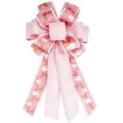 Christmas Tree Topper Bows, Handmade Bowknot with Christmas Tree Big Size Pink