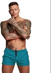 [Redqenting] Mens Swim Trunks Quick Dry Swimwear Zipper Pockets, Swim Shorts with Mesh Lining