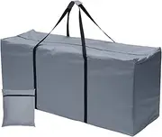 Patio Cushions Cover Storage Bag Waterproof Outdoor Heavy Duty 210D Oxford Cloth Patio Protective with Handle and Zipper Dustproof UV Protection for Space Saving, Fold Flat (Grey, L: 68x20x30 Inch)