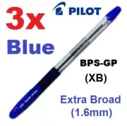 3x Pilot BLUE 1.6mm BPS GP XB Ball Point Pen P AUS Seller Bold Writing Pen