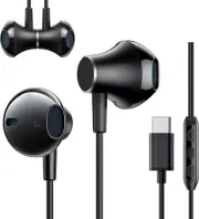 USB C Headphones, USB Type C Earbuds Magnetic Wired Earphones with Microphone