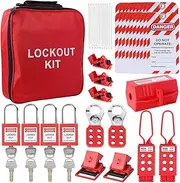 Fahgaer Lockout Tagout Kit, Electrical -Kit with Circuit Breaker Lockout, Lockout Hasps, Lock Out Tags Multi-Pole Breaker