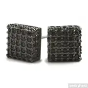 Black VVS Lab Cubic Zirconia Iced Out Box Earrings