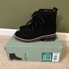 Kensie Kasha Ladies' Size 7.5 Lace Up Boot, Black, Side Zipper, Firm Grip