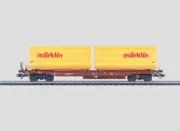 HO Märklin 47442 DB AG Sdgkms 707 Deep Well Flat Car w/2 Containers HO1441
