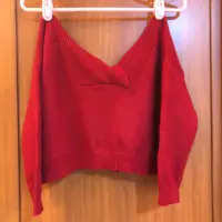 在飛比找蝦皮購物優惠-♡二手衣♡AIR SPACE♡紅色短版針織上衣