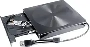 Pop-up Portable External DVD/CD Optical Drive, 2-in-1 USB 3.0 Type A & Type-C 8X DVD RW DL 24X CD Burner Player for Windows 10 Dell Alienware Mac Gaming Laptop & Desktop PC, Black Disc Shaped Pattern