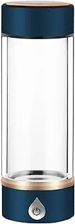 Hydrogen Alkaline Water Bottle Portable Hydrogen Rich Water Generator Ionizer SPE/PEM Technology Make Hydrogen Content Up to 1500 PPB H2 Hydrogenated Water Drink Cup 420 ML(Blue)