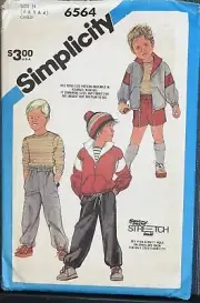 VTG Simplicity 6564 Sewing Pattern Boys Pants Jacket Shorts Top Sizes 4-6 Uncut