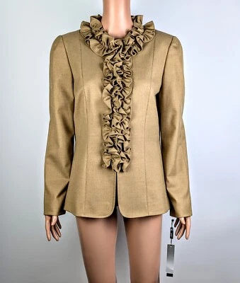 [NWT] Tahari Arthur S. Levine Women's Jacket/Blazer Ruffle Front in Camel sz 10