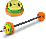 HCE Hex Barbell Weights - Crossfit Barbell Pump Set - Bench Press Barbell Coloured Plates for Power Weightlifting, Full Body Building Workout Gym Training Equipment