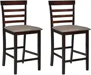 Bar Chairs 2 pcs Brown Fabric Bar Chair