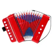 Accordion, 10 Keys Button Accordion Mini Musical Instrument, Red