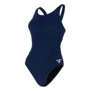 PHELPS WOMENS Comp Back Swimwear Navy Size US36 / AUS 12