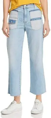 7 For All Mankind Cropped Alexa Jeans w/ Patch Pockets, Women's 27 Roxy Lights