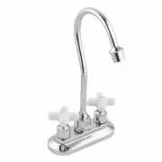 Gooseneck Bar Chrome Faucet Bathroom Heavy Cast Brass Cross Handles