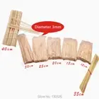 50Pcs 15~40cm 3mm Bamboo New Disposable Wooden BBQ Party Skewers Natural Bamboo
