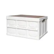 All Set Cream & Walnut Collapsible Storage Crate With Lid
