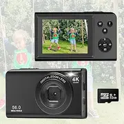 Digital Camera, AutoFocus 4K Camera with 32GB Memory Card, 16X Digital Zoom, 56MP with 2.7 Inch Large Screen, Compact Camera Photo Camera for Children Beginners