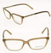 BURBERRY BE2246 Beige Gold Eyeglasses Optical Check Plaque Frame 53mm 2246