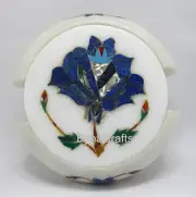 4.5 Inches Marble Decorative Coaster Lapis Lazuli Stone Inlay Work Wine Coaster