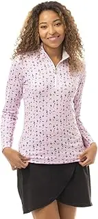 [SanSoleil] Womens UV 50 SolCool Print Zip Mock Top