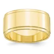 10k Yellow Gold 10mm Flat with Step Edge Band Ring for Men Size 10