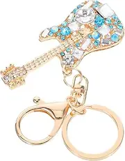 [TOVINANNA] Unique Music Guitar Keychain Rhinestones Fashionable Keychain Charm for Women Decorative Keyring for Bag Hanging