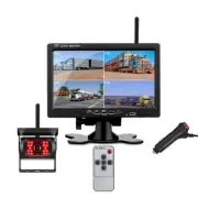 Digital Wireless Reversing Camera 7" Quad Monitor 12-24V For Horse Float Caravan