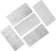 Healeved 5pcs Nail Art Printing Plate Stamp Nail Gel Kit Nail Polish Holder Manicure Bowl Nail Holder for Painting Nails Palette Nail Painting Stand Finished Nail Art Silver Stainless Steel