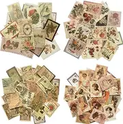[Cotrida] 240pcs Vintage Postage Stamp Stickers, Aesthetic Botanical Deco Paper Sticker for Scrapbooking, Journaling Supplies, Planners, Kid DIY Art Crafts, Bullet Journal