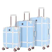 Rock Vintage 3 Piece Hardsided Luggage Set - Sky Blue