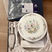 NIB Aynsley WILD TUDOR Fine Bone China Gateau Cake Plate & Server Knife 10.5”