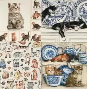 4 Paper Napkins for Decoupage / Parties - Cats mix