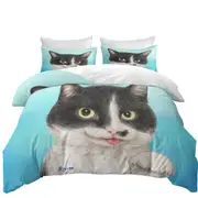 Cats Art Paintings Black and White Cat Quilt Cover