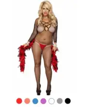 Brand New Plus Size Cross Front Bodystocking Music Legs 1209Q