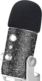 Blue Yeti Pop Filter - Cute Bling Diamond Shiny Skin, Glitter Sticker with Mic Winscreen Foam Cover Compatible with Blue Yeti Microphones by YOUSHARES (Black)