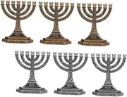 6pcs 7 Vintage Branch Menorah Candle Holder Retro Judaica Taper Candlestick Holders Enhance Hanukkah Decor for Living Festive Occasions Beautiful Craftsmanship