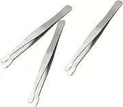 SHINEOFI 3Pcs Stainless Steel Flat Head Tweezers for Fake Eyelash Application and Collection Precision Jewelry Tweezers for Beauty and Craft Use Durable Eyelash Applicator Tools