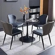 YUGXTH Office Reception Room Club Table and Chair Set, Round Dining Table and Chairs Set, Office Conference Table, Business Table and Chair Combination, 1 Table and 4 Chair, for Reception Room(Blue,60
