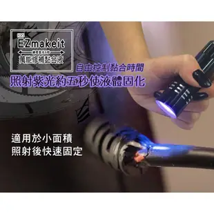 HANLIN EZmakeit FIX5 神奇紫光5秒萬物可黏DIY萬能修補黏貼組合 10g黏合液+紫光手電筒 快乾膠