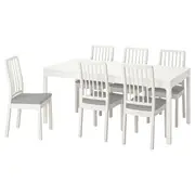 EKEDALEN / EKEDALEN table and 6 chairs, white/Orrsta light grey, 180/240 cm