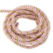 Twisted Cord Trim, 16 Yard 5mm Twine Braided Rope Thread String Pink & Gold