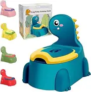Kaiounni Dinosaur Potty Chair with Lid - Portable Anti-Slip Toilet Seat for Toddlers 1-6 Years, Splashproof Training Potty for Boys & Girls, Easy Clean & Travel-Friendly (Bright Blue)