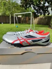 Asics Sonicsprint Men's Track Field Running Shoes G403Y Size 10 Silver Red