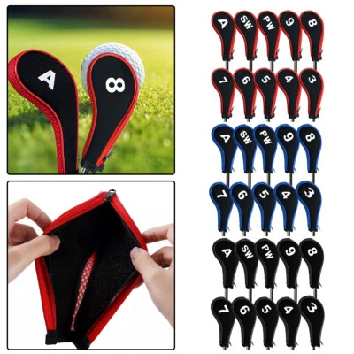 10Pcs Zipper Golf Iron Cover Head Covers Wedge Protection Iron Set Portable NEW