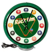 Pool Room Billiards Green Lighted Gas Pump Globe Advertising Style Quartz Clock