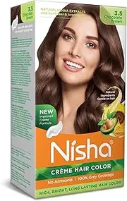 Nisha cream hair color no ammonia cream formula permanent Fashion Highlights and rich bright long-lasting colour Chocolate Brown (pack of 1)