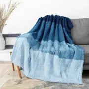 PAVILIA Fluffy Sherpa Throw Blanket Ombre | Twin - 60x80, Gradient - Sea Blue